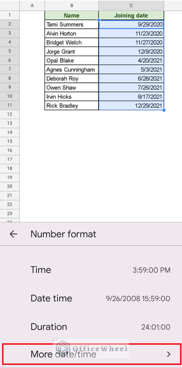 select more date/time option to find all available date formats
