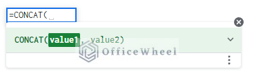 concat function syntax to append text in google sheets