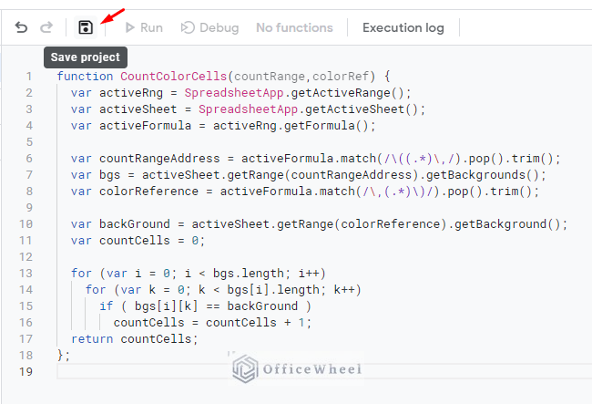 save the script by clicking on the save button