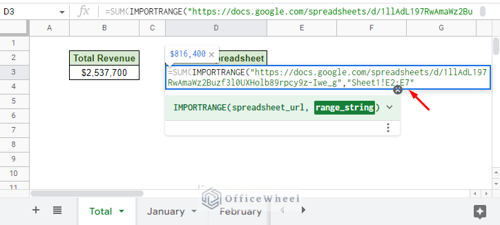applying the range_string data in the importrange function