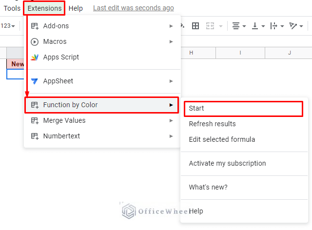 starting the function by color add-on