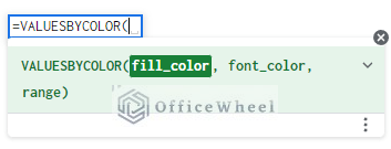 valuesbycolor function syntax