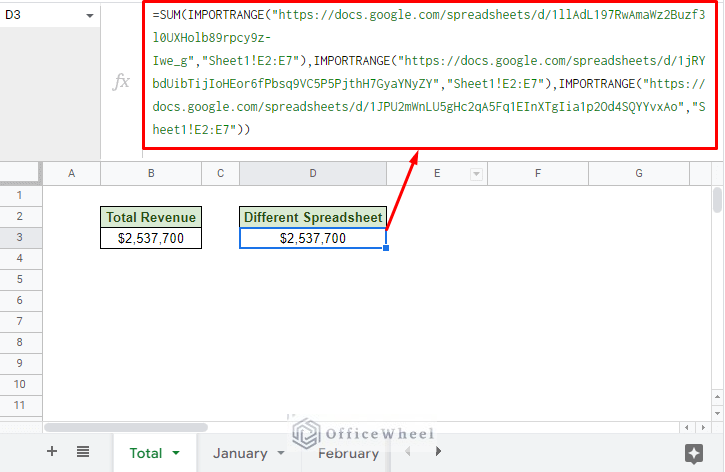 sum cells from multiple different spreadsheets in google sheets with sum and importrange