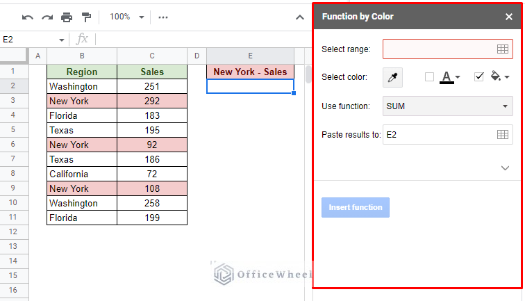 the function by color window