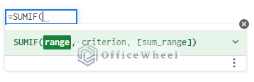 sumif function syntax in google sheets
