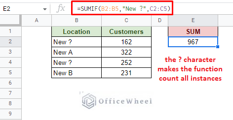 the ? character conveys a certain meaning and makes the function count all instances