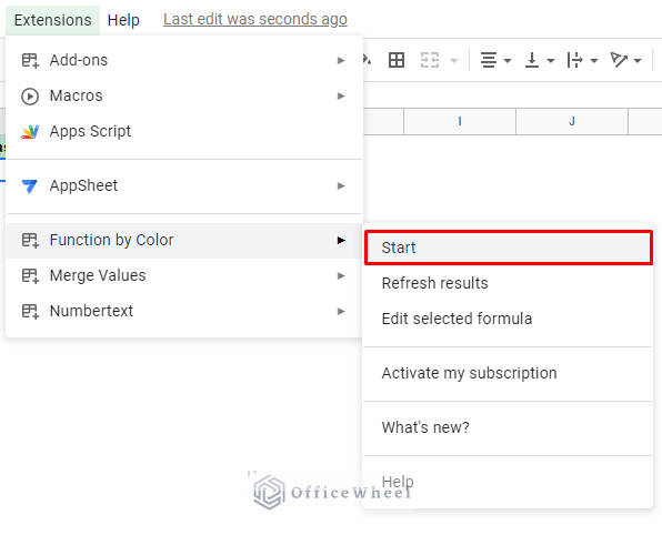 starting the function by color add-on to count cells with color in google sheets