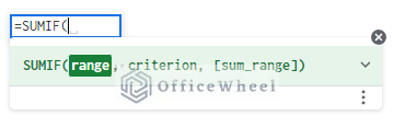 sumif function syntax