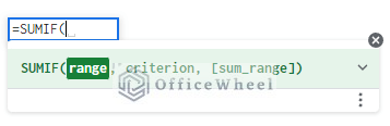 the sumif function syntax