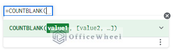 countblank function syntax in google sheets