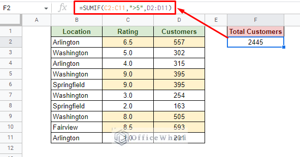 sum column with condition in google sheets with sum function