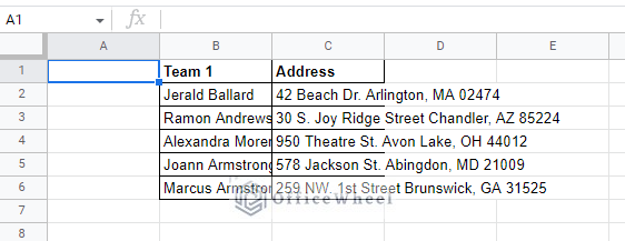 sample dataset to format cells to fit text in google sheets