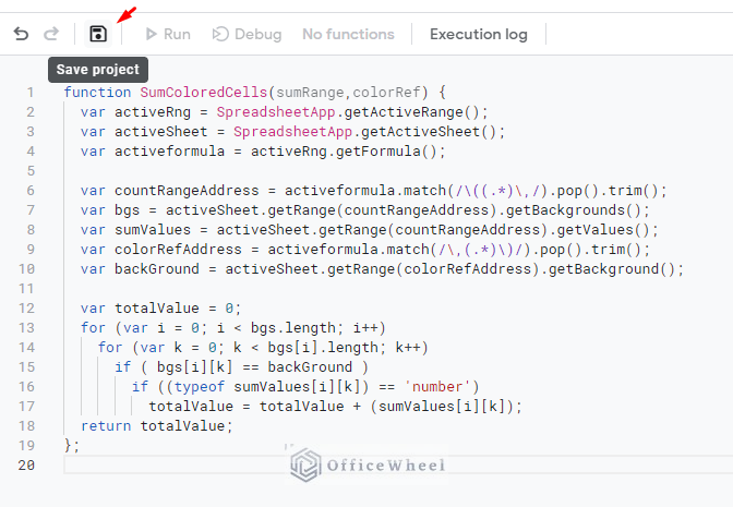 save the apps script code
