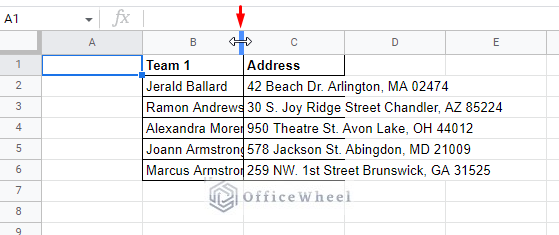 cursor transformation to change column size