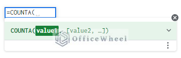 counta function syntax in google sheets
