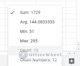 the status bar has other useful calculations of selected cells
