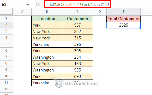 sum of cells that end with specific text in google sheets with sumif function
