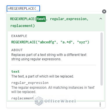 logical structure of REGEXREPLACE function