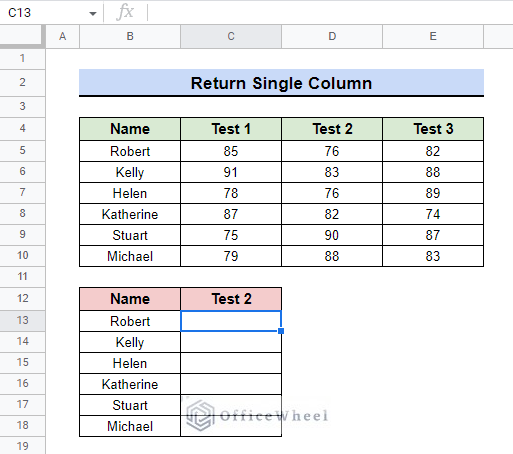 dataset for ARRAYFORMULA with VLOOKUP to return data in a single column