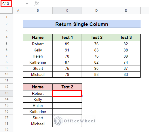 select desired cell for ARRAYFORMULA with VLOOKUP in Google Sheets in a single column