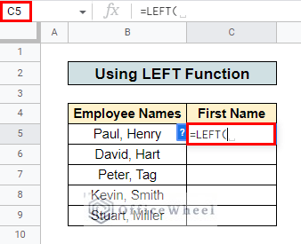 input left function to remove text after character in google sheets using left function