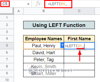 input data location for left function