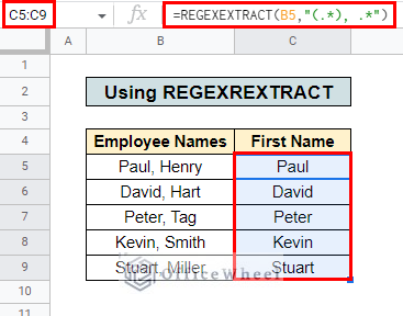 final outcome of remove data after character using regexextract