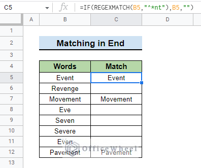 final result after matching text at end with wildcards using if function for How to Use Wildcard with IF Condition in Google Sheets