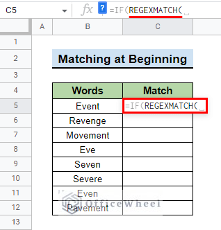 insert regexmatch function