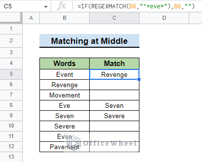 final table after matching at middle with wildcards using if function