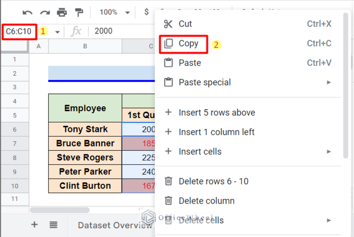 use Paste Special to copy Conditional Formatting in Google Sheets