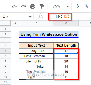 Alternate of TRIM Function in Google Sheets