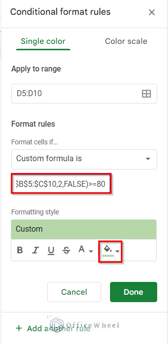 Using VLOOKUP for Conditional Formatting Greater than Condition in Google Sheets