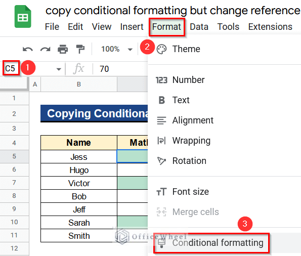 Copying Conditional Formatting Formula to Copy Conditional Formatting but Change Reference Cell in Google Sheets