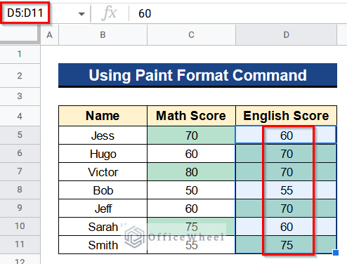 Using Paint Format Command to Copy Conditional Formatting but Change Reference Cell in Google Sheets