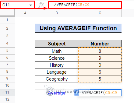 how to use average function to discard zero
