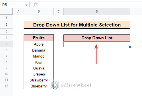 Select Range for Drop Down List