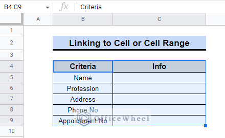 selecting range for sharing