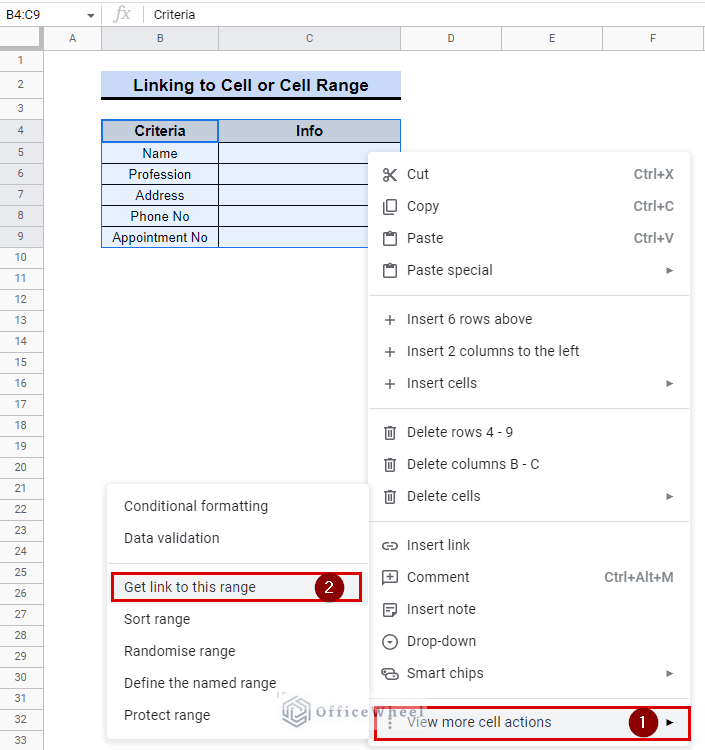 where to find get link to this range option