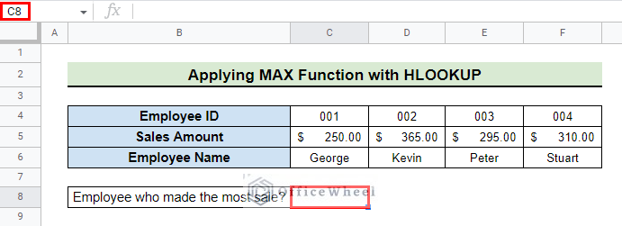 select desired cell