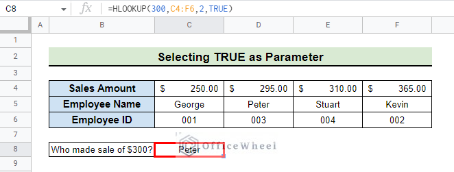 result after using true as parameter in sorted dataset