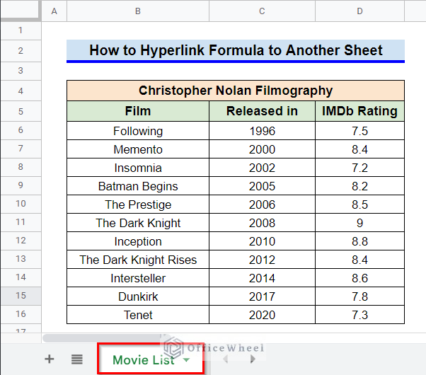 google sheets hyperlink formula to another sheet