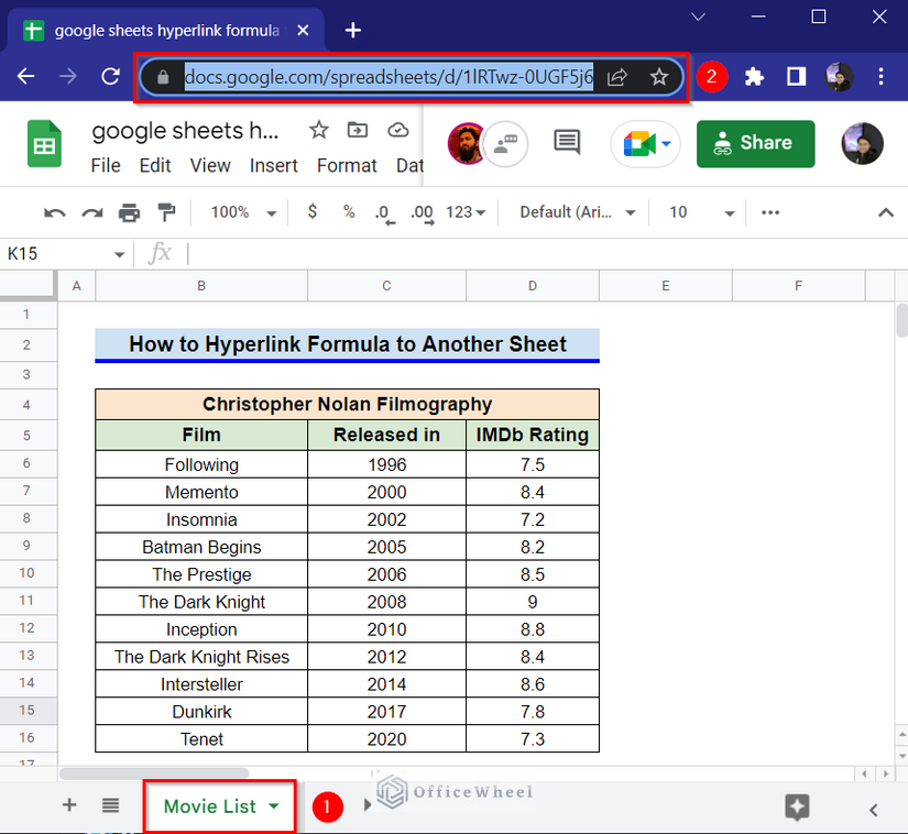 google sheets hyperlink formula to another sheet
