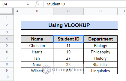 dataset for using vlookup