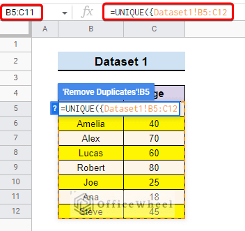 Select Column from First Sheet