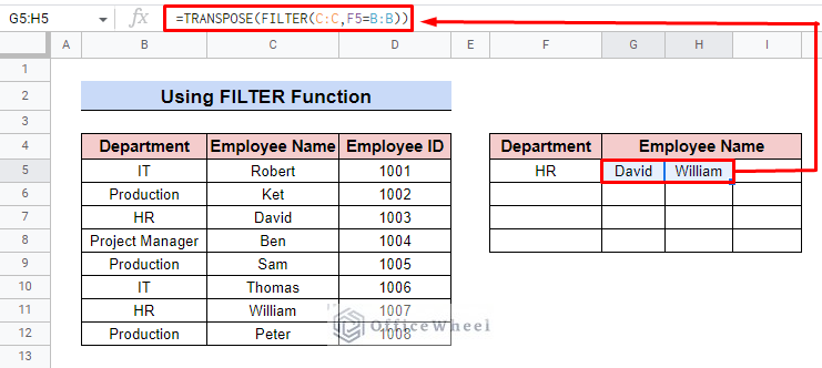 apply filter formula in google sheets