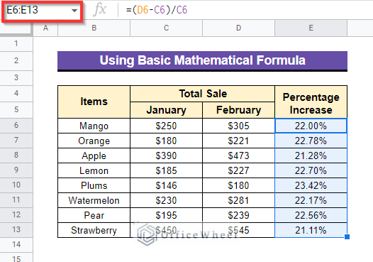 Calculating Percentage Using Format in Google Sheets