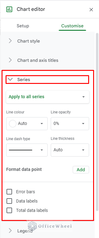 how to customise series in chart editor