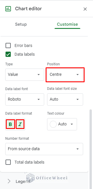 modifying data labels in chart editor of google sheets