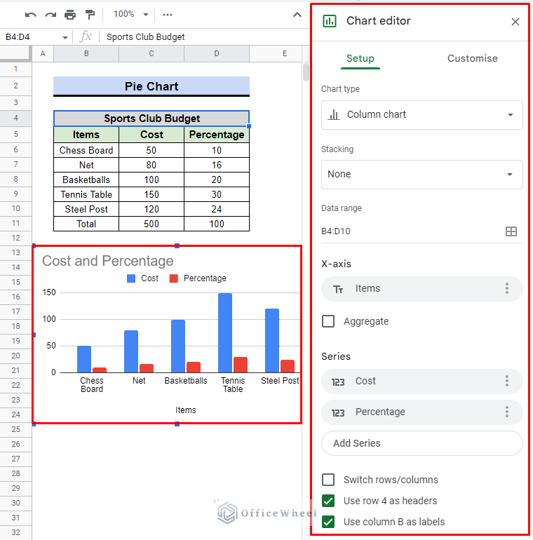 google sheets automatic chart creation